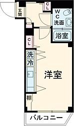 JR中央線 立川駅 徒歩5分の賃貸マンション 2階ワンルームの間取り