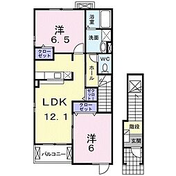 コルソカーサ 2階2LDKの間取り