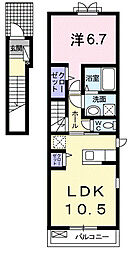 レインボー 1LDKの間取図画像