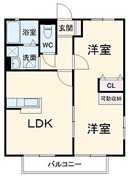 カンタービレＢ 2階2LDKの間取り