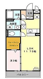 パーシモン 1LDKの間取図画像