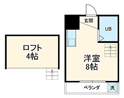 JR信越本線 北高崎駅 徒歩28分の賃貸アパート 1階ワンルームの間取り