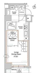 京王線 笹塚駅 徒歩9分の賃貸マンション 8階2Kの間取り