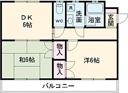 ベルメゾン・スギ 2階2DKの間取り