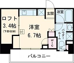 東急東横線 学芸大学駅 徒歩12分の賃貸マンション 9階ワンルームの間取り