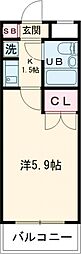 ジョイフル田園調布 1階1Kの間取り