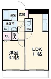 JR東海道本線 豊橋駅 徒歩20分の賃貸マンション 2階1LDKの間取り