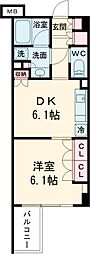 パークアクシス目黒本町 1DKの間取図画像