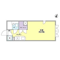 東急田園都市線 三軒茶屋駅 徒歩4分の賃貸マンション 2階ワンルームの間取り