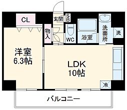 グランド・ノーザンクロス 4階1LDKの間取り