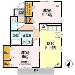 パークハウス　A棟 1階2DKの間取り