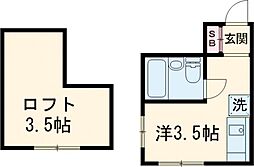 アイアン南大井 1階ワンルームの間取り
