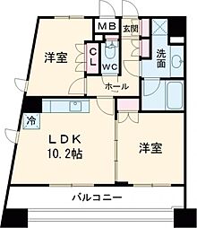 プラウドフラット三軒茶屋 10階2LDKの間取り