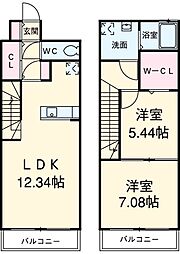 豊橋鉄道渥美線 小池駅 徒歩5分の賃貸マンション 7階2LDKの間取り