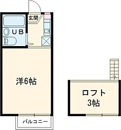 ロコ経堂 2階1Kの間取り