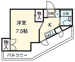 ペーブメント久が原 2階1Kの間取り