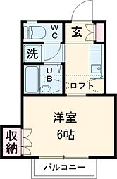 ジュネスナガサワ 2階1Kの間取り