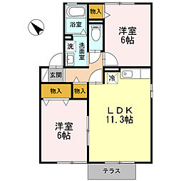 ＧＲＥＥＮ　ＳＴＡＧＥ 1階2LDKの間取り