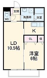 JR東海道本線 豊橋駅 徒歩14分の賃貸アパート 2階1LDKの間取り