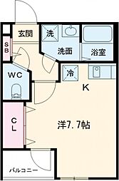 東急東横線 都立大学駅 徒歩14分の賃貸アパート 1階ワンルームの間取り