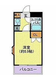 ジョイフル池上 4階1Kの間取り