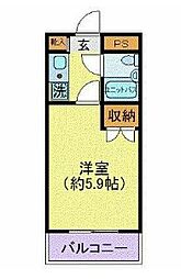 ジョイフル池上 5階1Kの間取り
