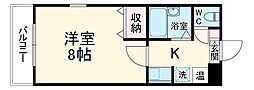 エクセランス小池II 3階1Kの間取り