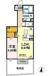 ルーチェ　Ｂ 1階1LDKの間取り