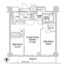 東急田園都市線 池尻大橋駅 徒歩9分の賃貸マンション 2階2LDKの間取り