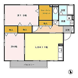 グランヴェール　Ａ 2階2LDKの間取り