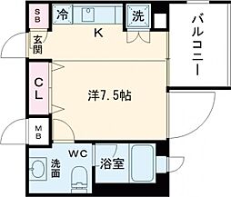 ＦＯＲＴＩＳ池上 5階ワンルームの間取り