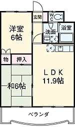 フィオーレ豊橋 6階2LDKの間取り