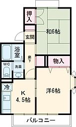 京王線 仙川駅 徒歩6分の賃貸アパート 1階2DKの間取り