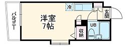 名古屋市営名城線 名古屋大学駅 徒歩14分の賃貸マンション 5階ワンルームの間取り