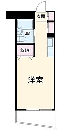 名古屋市営名城線 名古屋大学駅 徒歩11分の賃貸マンション 3階ワンルームの間取り