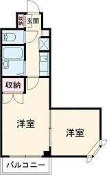 三園さえぐさマンション 3階2Kの間取り