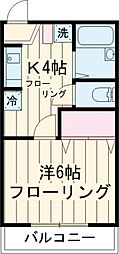 京王線 下高井戸駅 徒歩9分の賃貸アパート 2階1Kの間取り