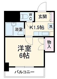 Ａｔともえ 4階1Kの間取り