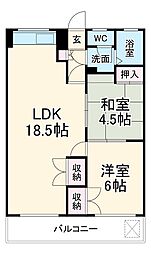 プリミエール平和ヶ丘 4階2LDKの間取り