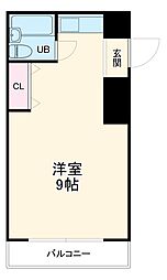 名古屋市営東山線 星ヶ丘駅 徒歩23分の賃貸マンション 2階ワンルームの間取り