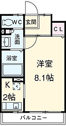 名古屋市営東山線 東山公園駅 徒歩7分の賃貸マンション 2階1Kの間取り
