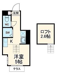 東京メトロ有楽町線 地下鉄成増駅 徒歩13分の賃貸アパート 1階ワンルームの間取り