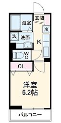 JR総武線 市川駅 徒歩9分の賃貸マンション 1階1Kの間取り