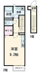 クアルト 2階ワンルームの間取り