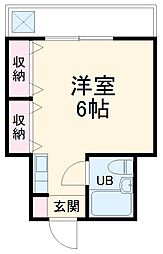 東急東横線 日吉駅 徒歩7分の賃貸マンション 1階ワンルームの間取り