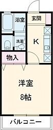 ボワ・フルールＡ 2階1Kの間取り