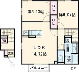 コンフォール 2階2LDKの間取り