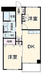 ラーク市川 501 5階2DKの間取り