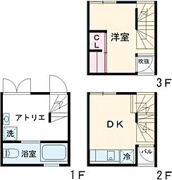 石双居 1階1DKの間取り