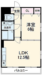JR総武線 市川駅 徒歩7分の賃貸マンション 1階1LDKの間取り